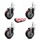 Service Caster 4'' Maroon Polyurethane Wheel Swivel 7/16'' Grip Ring Stem Caster Set, 4PK SCC-GR20S414-PPUB-MRN-716138-4 - alternate 3